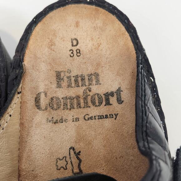 Finn Comfort Aussee Black Brown Croc Leather Mule Clog Women Size 38D US 7.5 - Picture 4 of 8